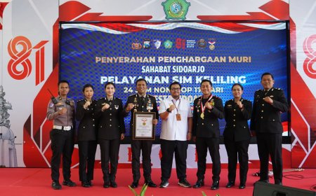 Polresta Sidoarjo Cetak Prestasi Nasional, Layanan SIM Keliling 24 Jam Nonstop Sabet Rekor MURI